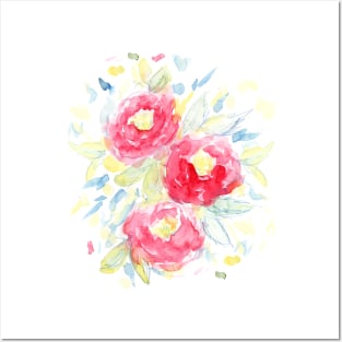 Watercolor Peonies Posters and Art